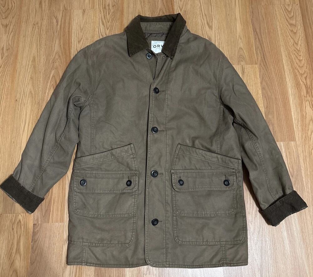 Orvis Men’s Medium BrownChore Barn Canvas Corduroy Trim Jacket